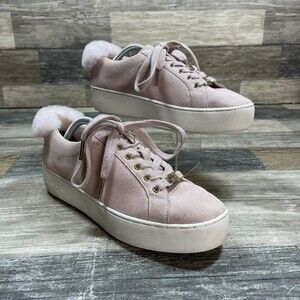 Michael Kors Irving Dusty Rose Suede Leather Low Top Sneakers Size 6M EUC